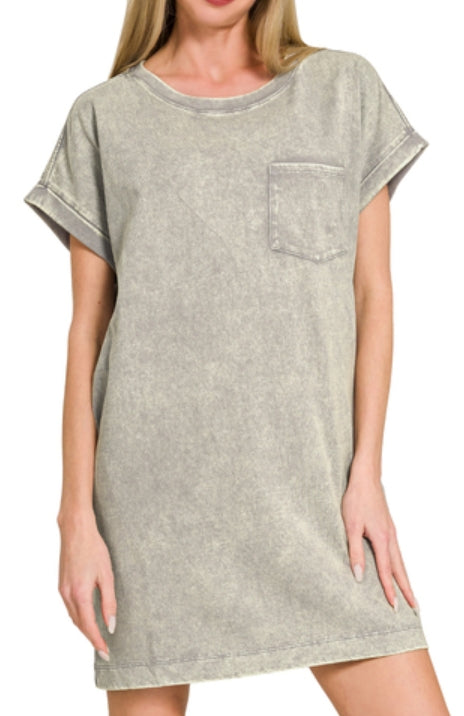 Washed Cotton T-shirt Dress
