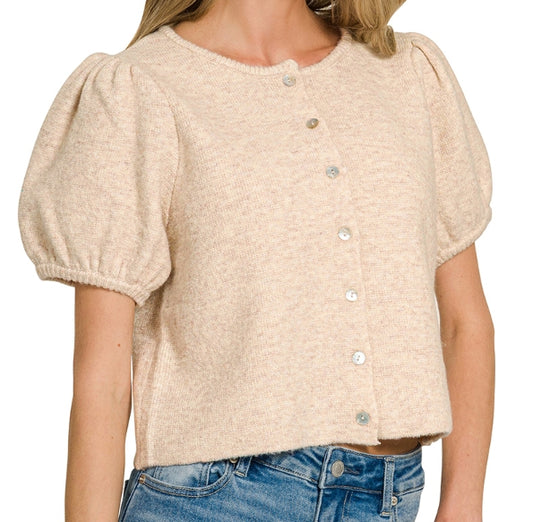 Puff Sleeve Cardigan Sweater