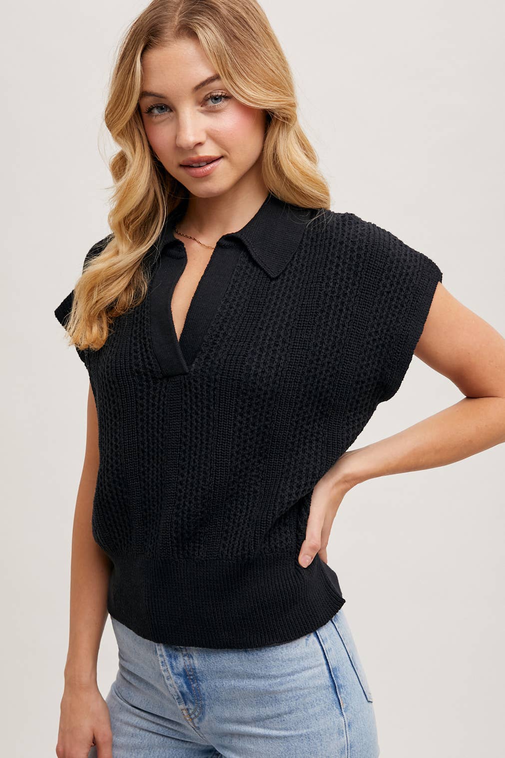 Ribbed Polo Sweater