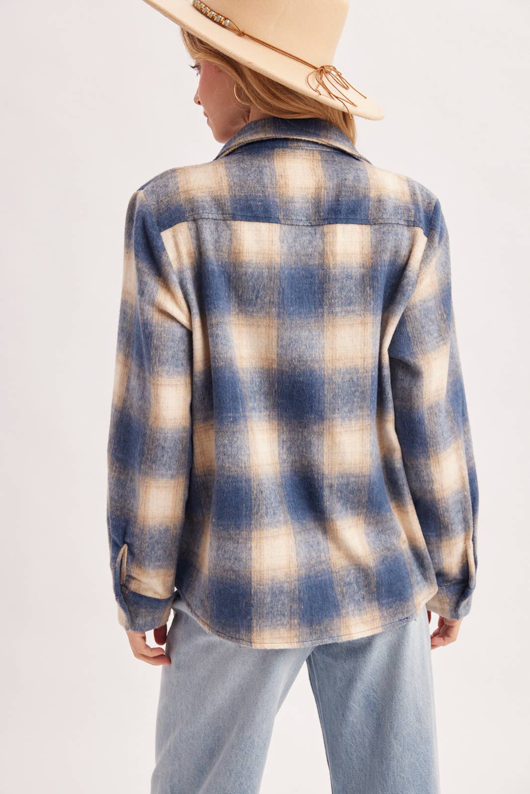SNAP BUTTON DOWN PLAID SHACKET