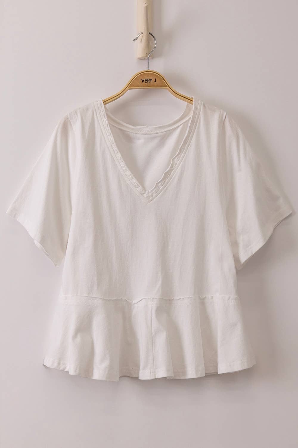 Mineral Washed V-Neck Girly Top