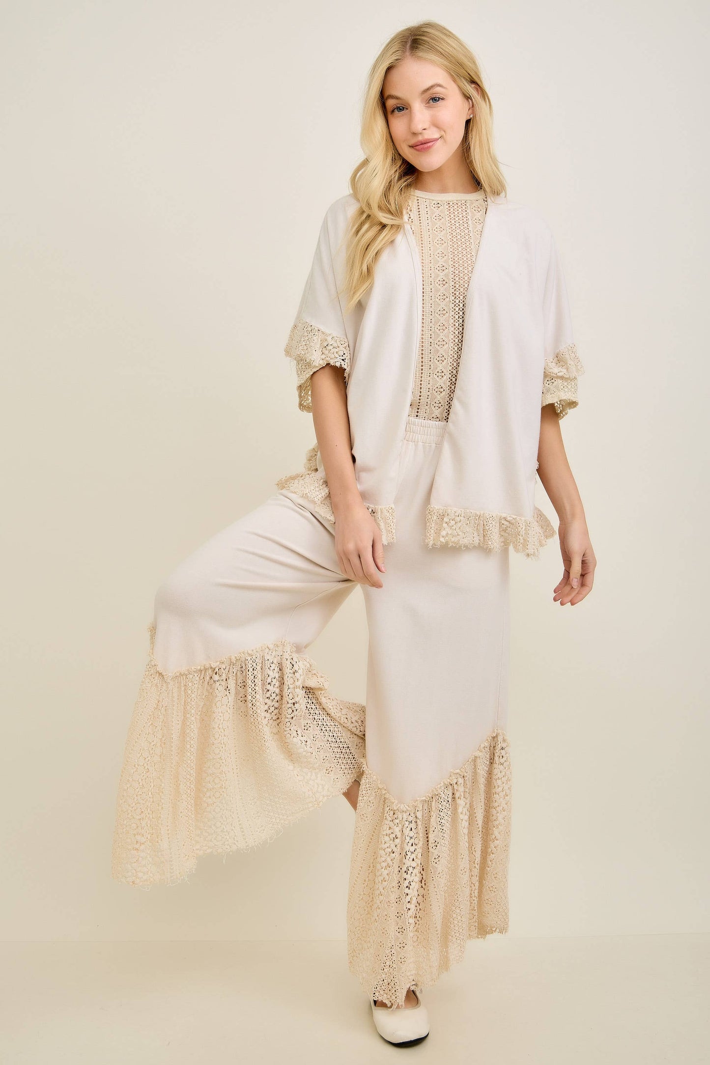 Mineral Washed Lace Kimono