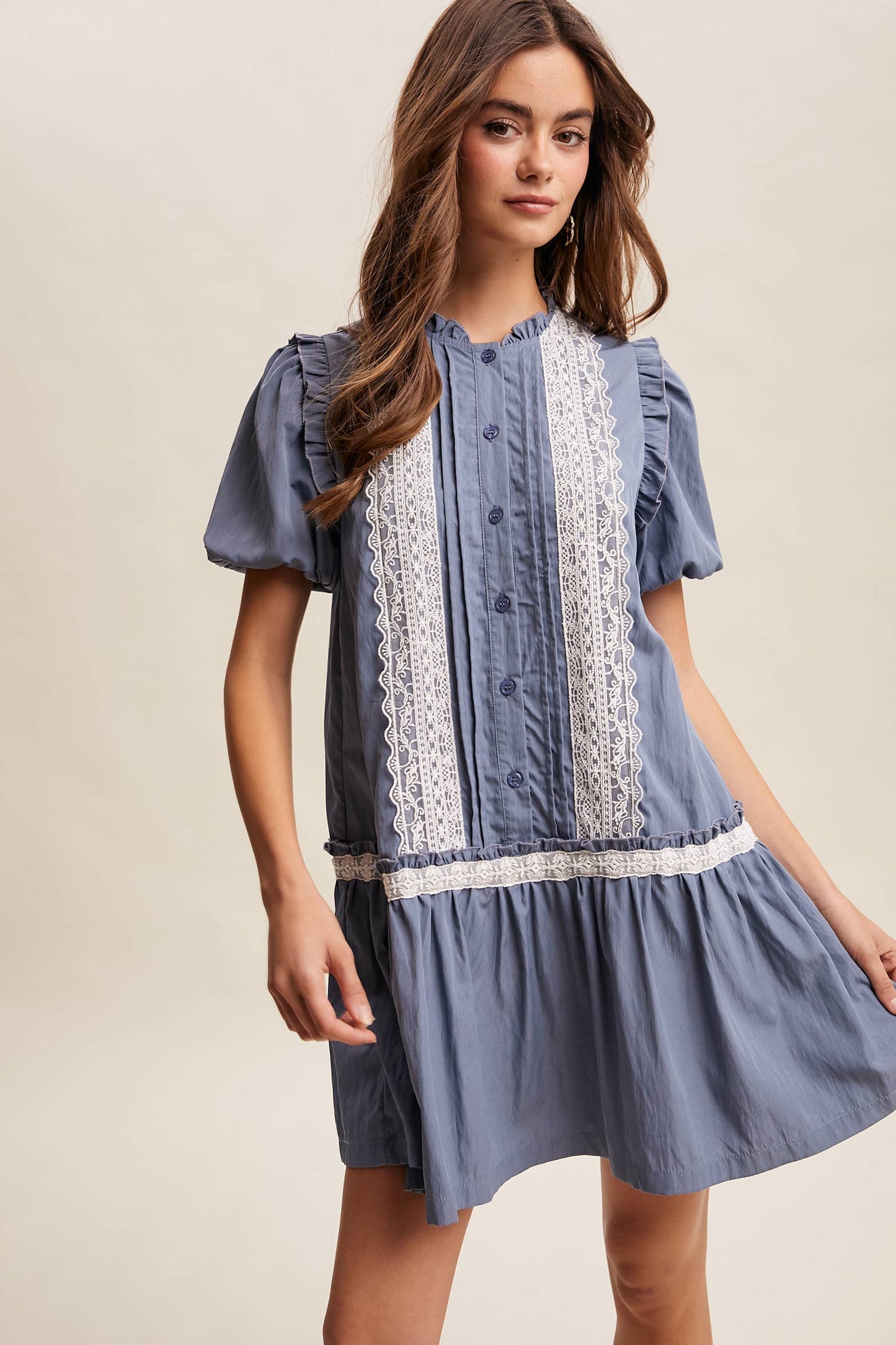 Lace Trimmed Babydoll Dress