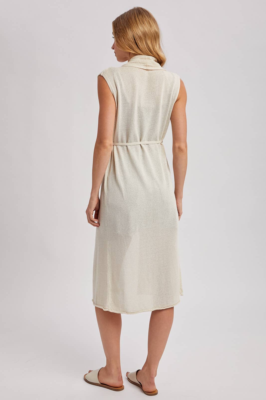 Sleeveless Belted Vest Cardigan