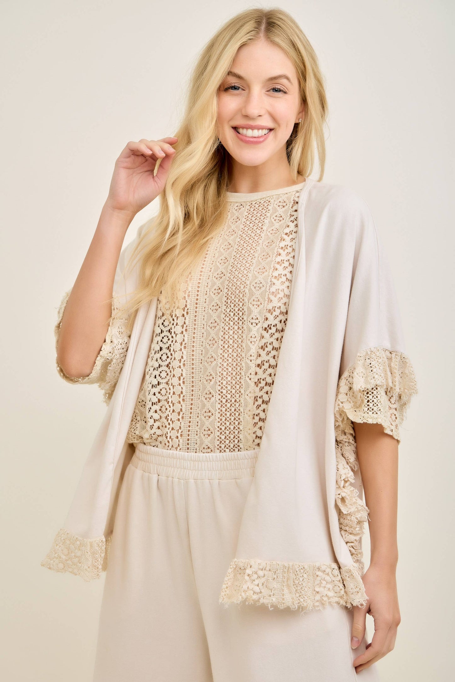 Mineral Washed Lace Kimono
