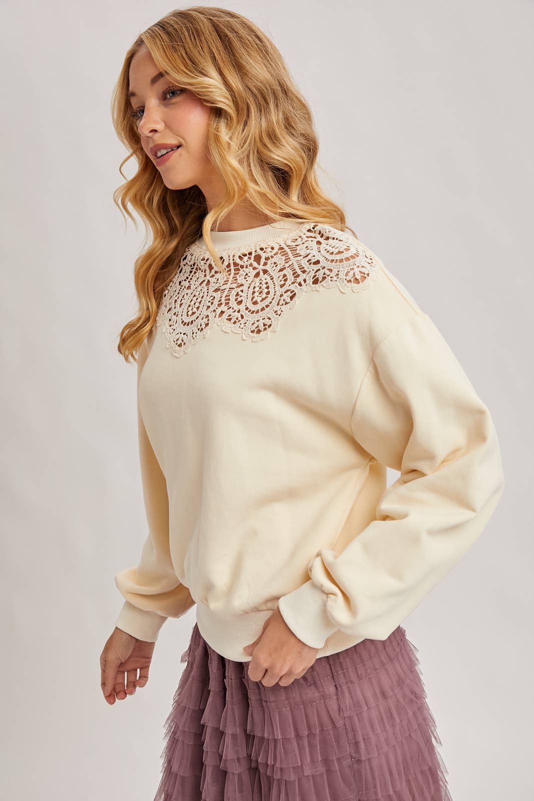 Crochet Trim French Terry Top