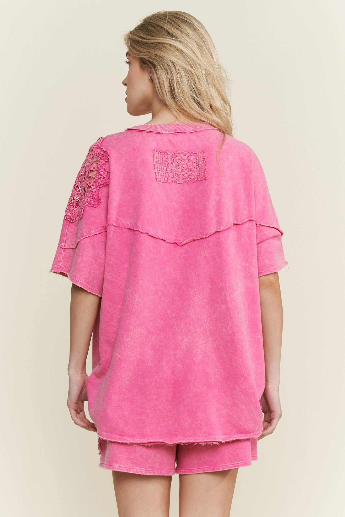 Washed Lace Crochet Top