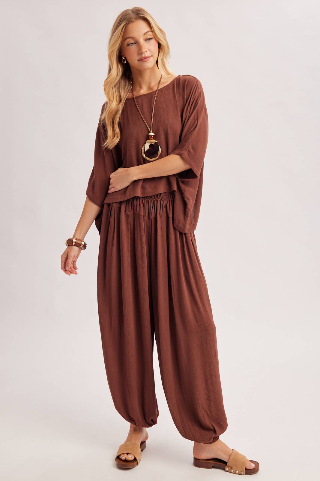 BOHO OVERSIZED DOLMAN TOP AND BALLOON LEG PANTS SET