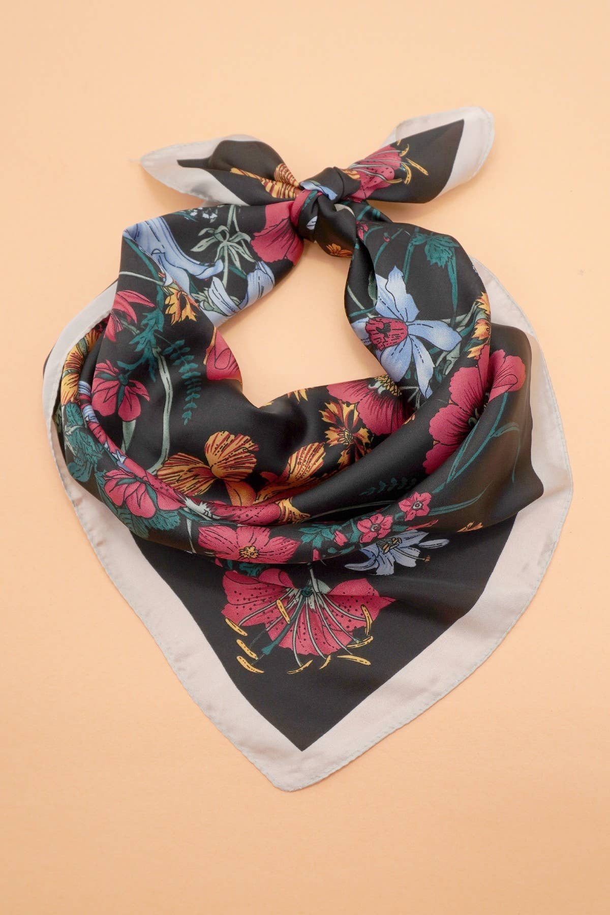 LARGE FLORAL PRINT BANDANA SCARF