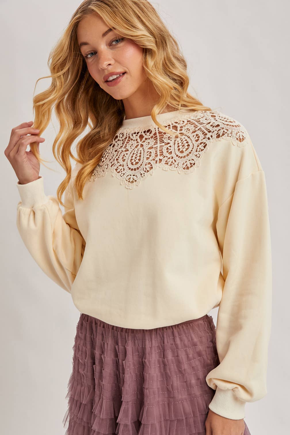 Crochet Trim French Terry Top