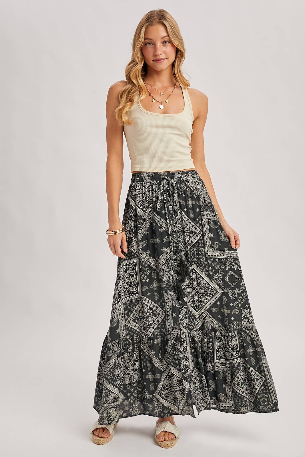 Boho Tiered Maxi Skirt