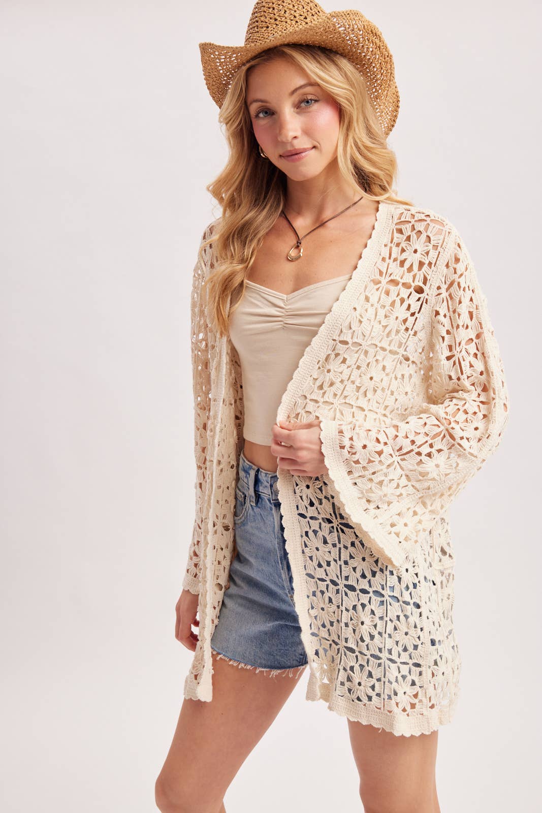 Boho Crochet Kimono Cardigan