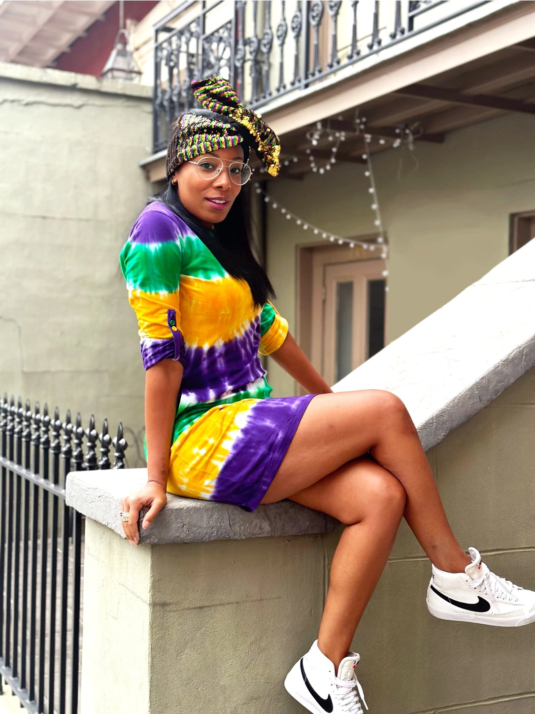 Mardi Gras Tie Dye Dress