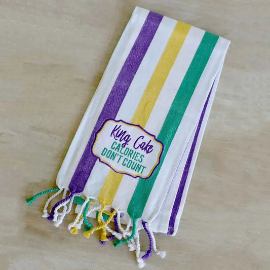 King Cake Stripe Tea Towel