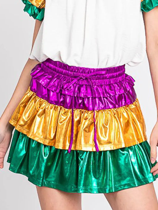 Mardi Gras Foil Skort