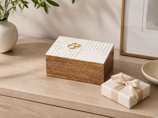 Vaishali Treasure Box - Carved Bone, Wood