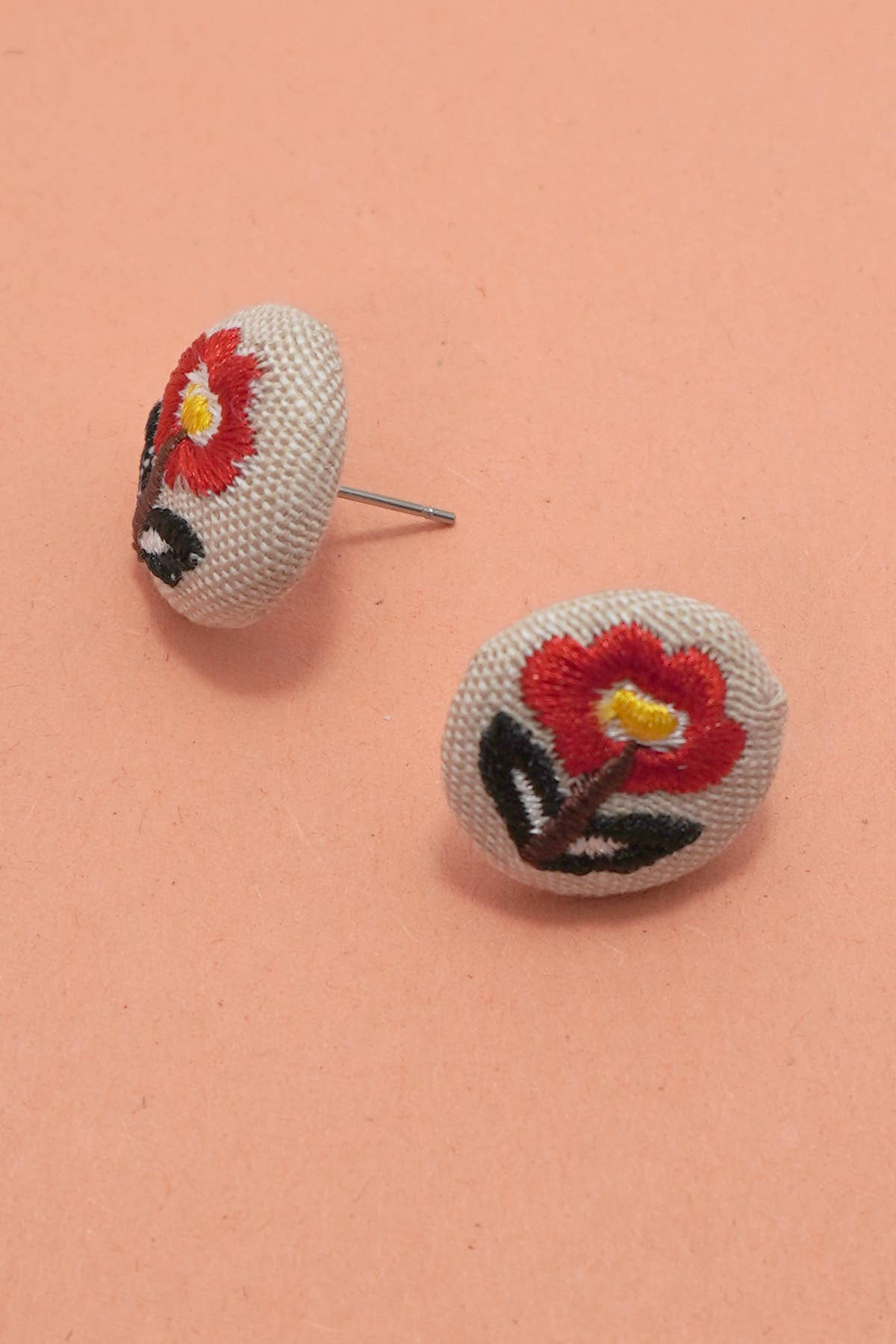 EMBROIDERY FLORAL STUD EARRINGS