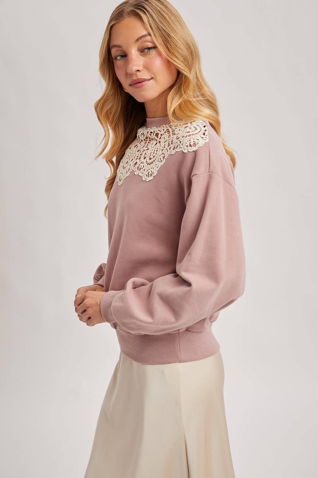 Crochet Trim French Terry Top