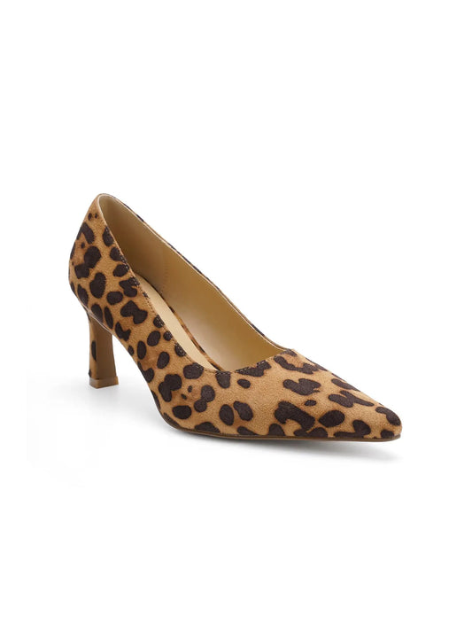 Leopard Pointed Mid Heel Pump