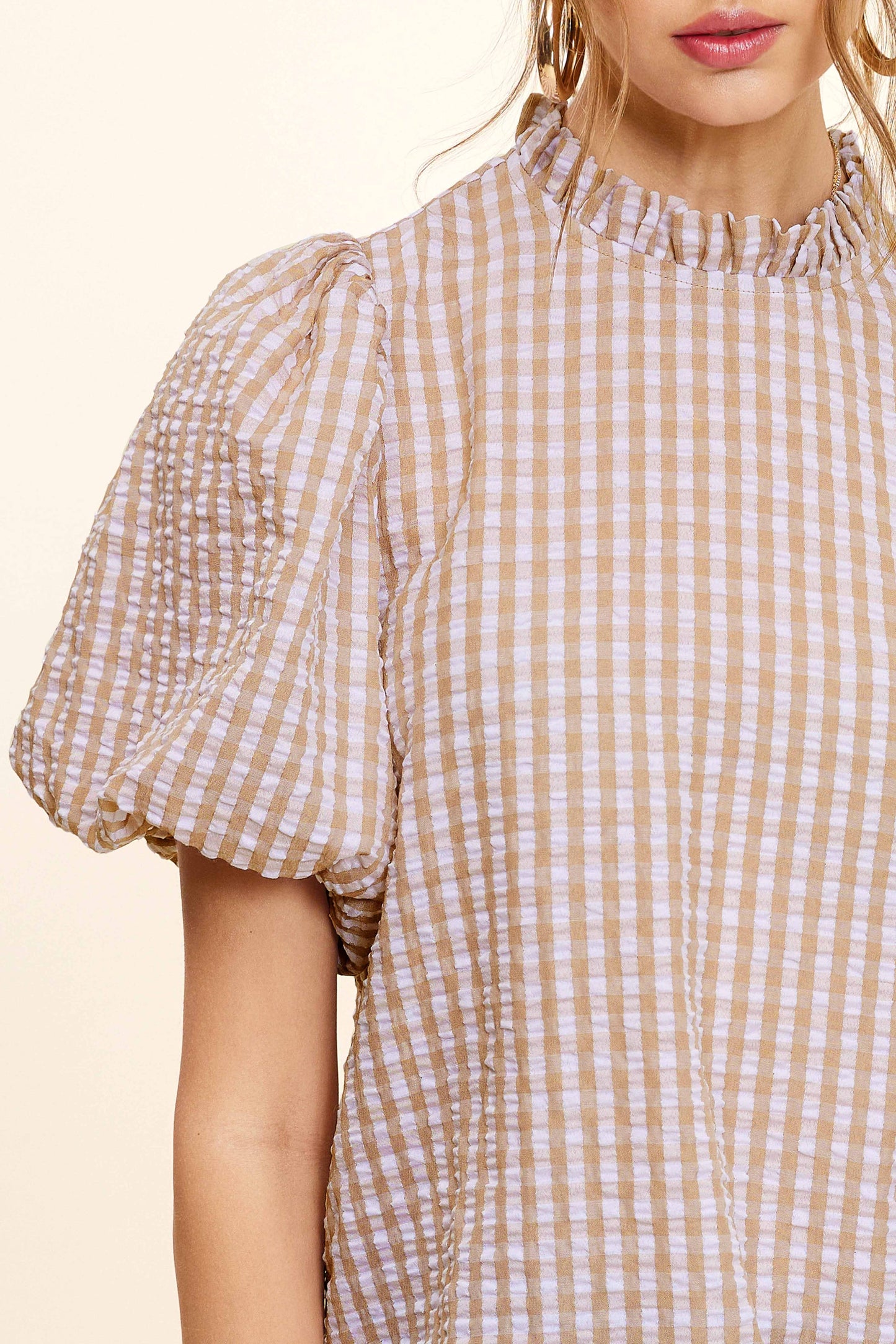 Gingham Lovely Puff Sleeve Top