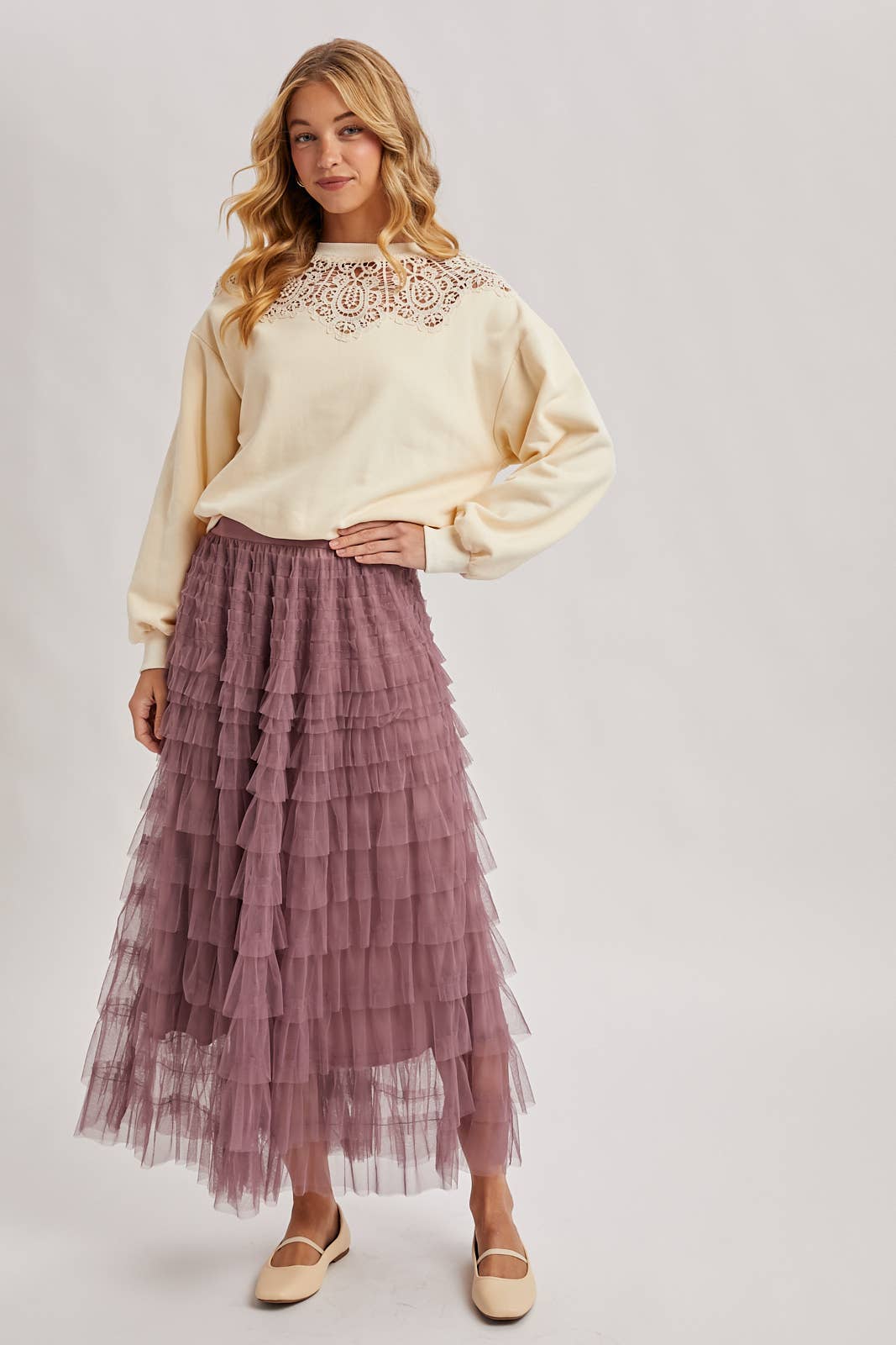 Crochet Trim French Terry Top