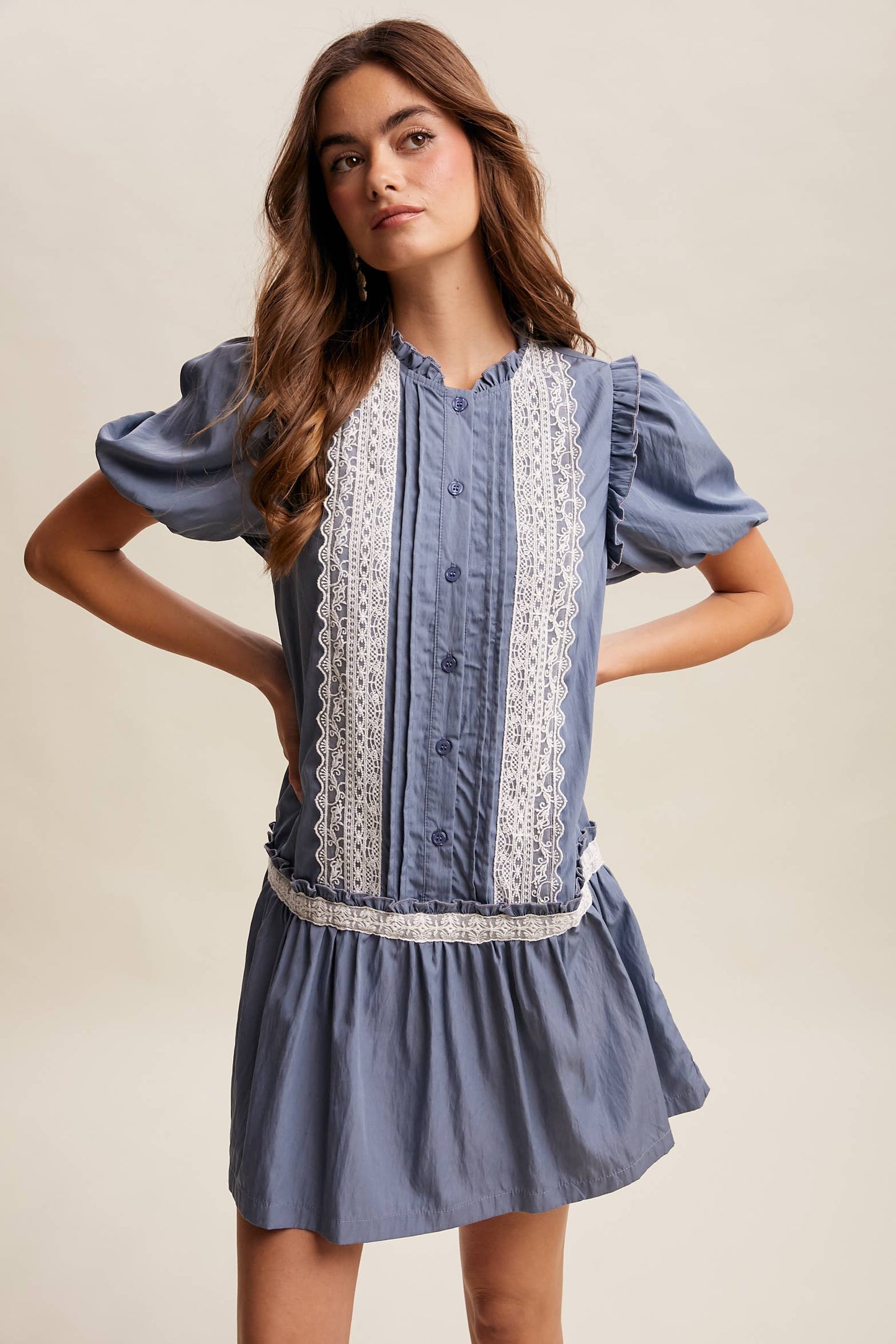 Lace Trimmed Babydoll Dress