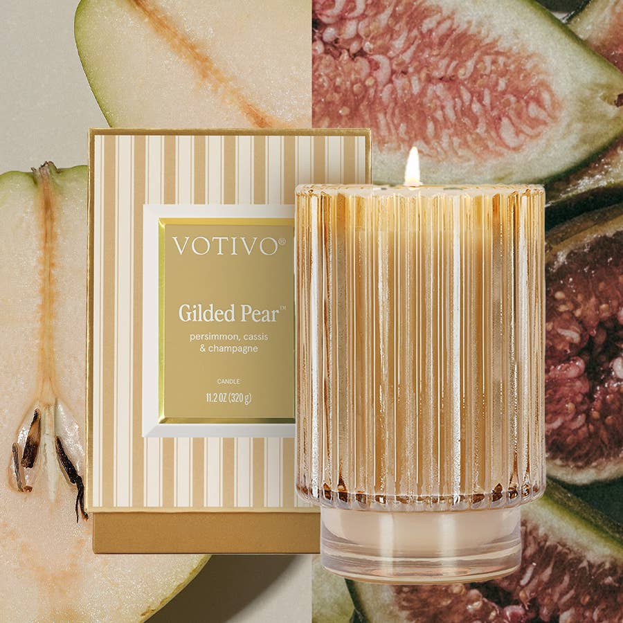 Gilded Pear Holiday Candle | Christmas Gift