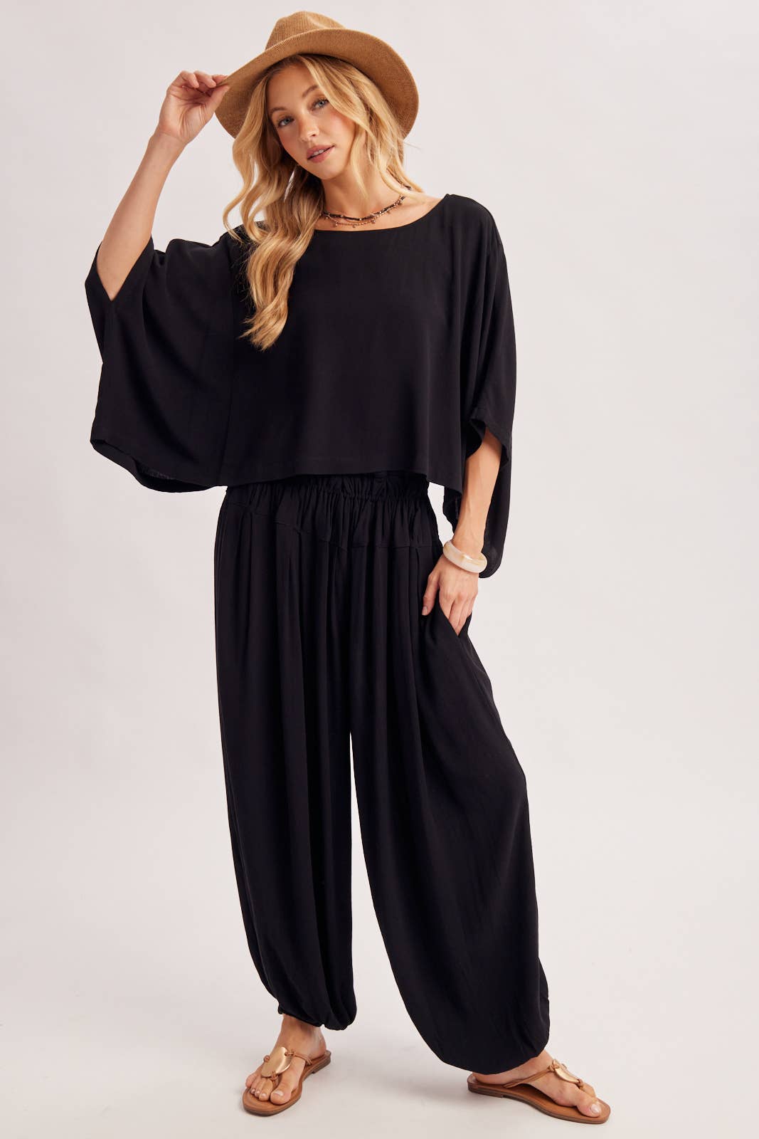 BOHO OVERSIZED DOLMAN TOP AND BALLOON LEG PANTS SET