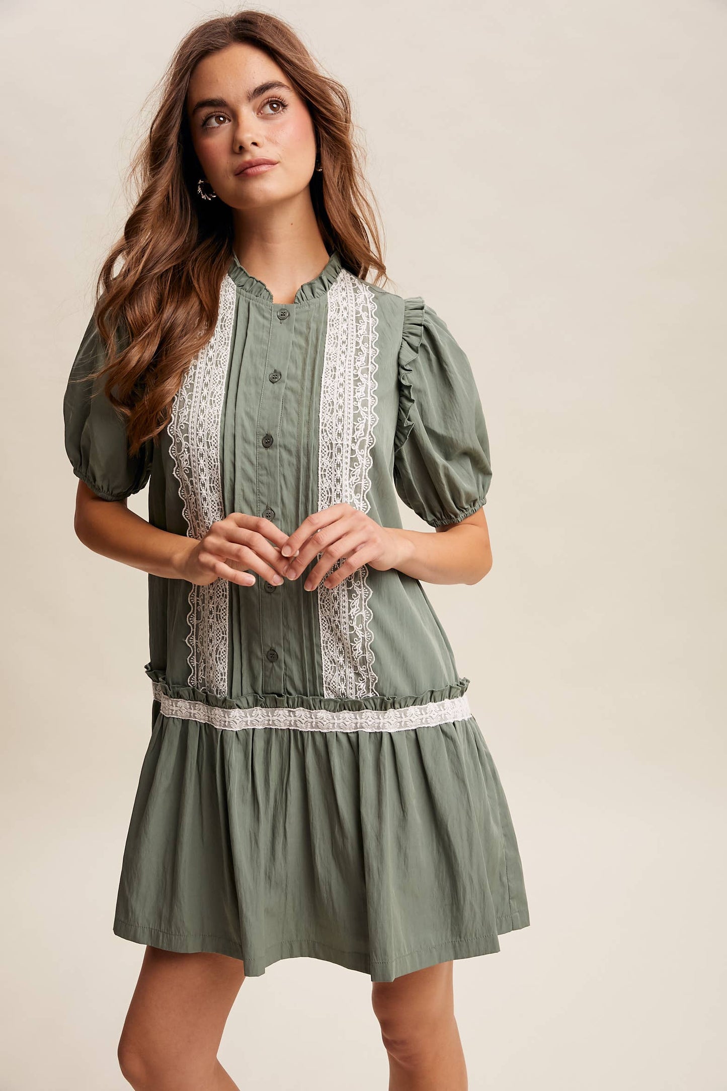 Lace Trimmed Babydoll Dress