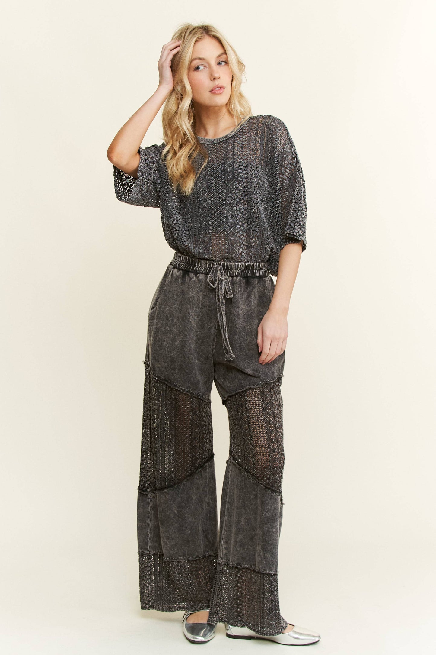 Mineral Washed Lace Blouse