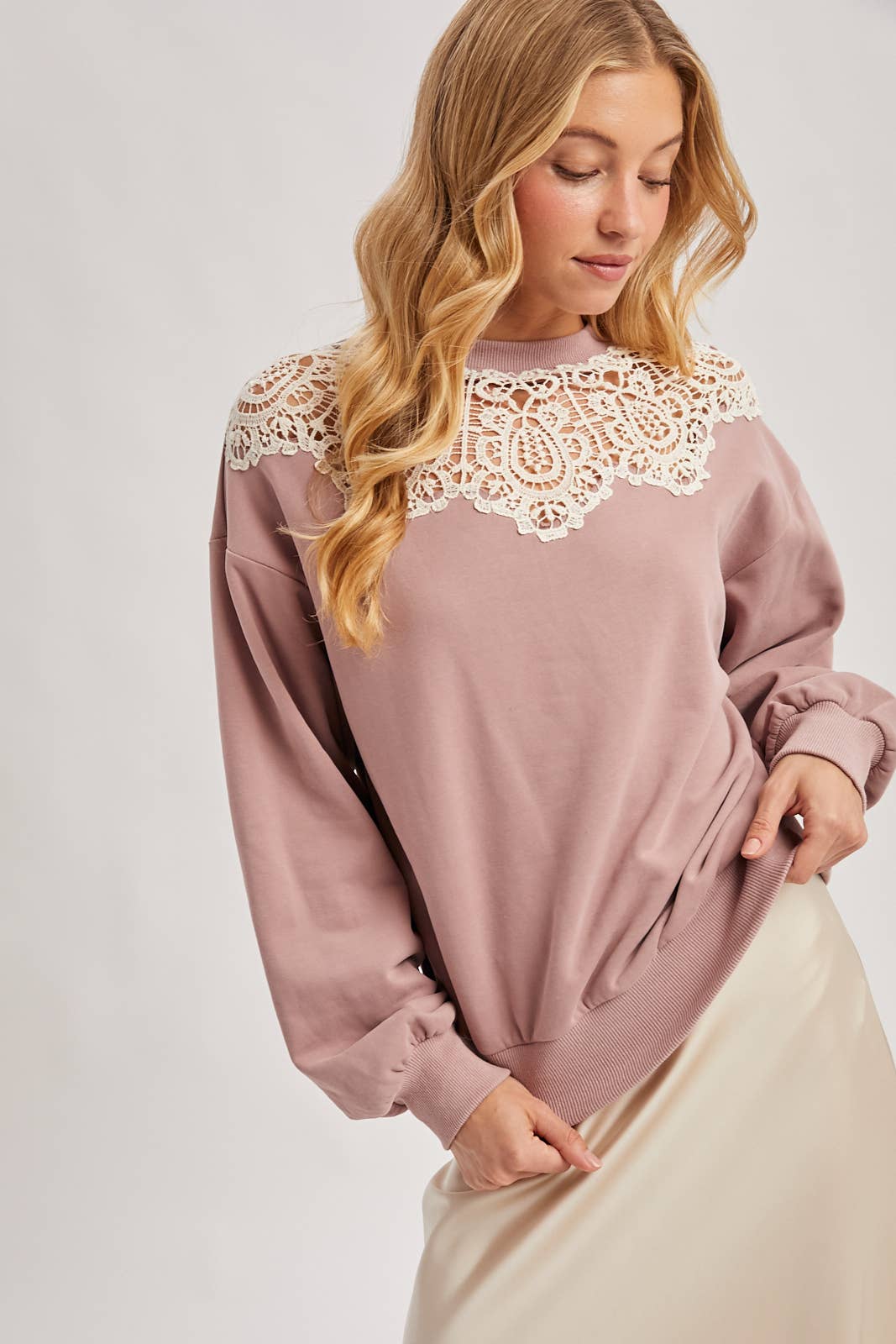 Crochet Trim French Terry Top