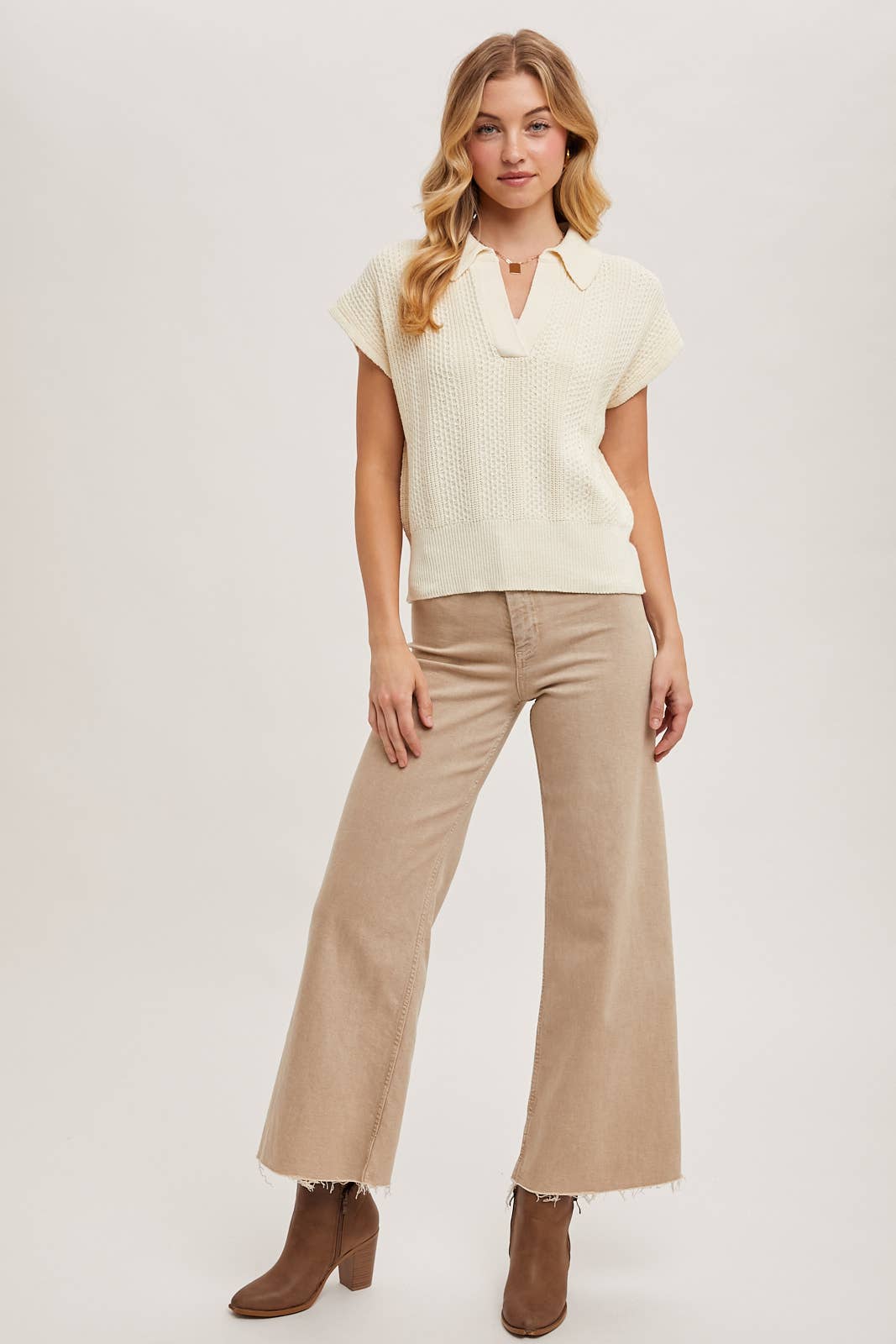 Ribbed Polo Sweater