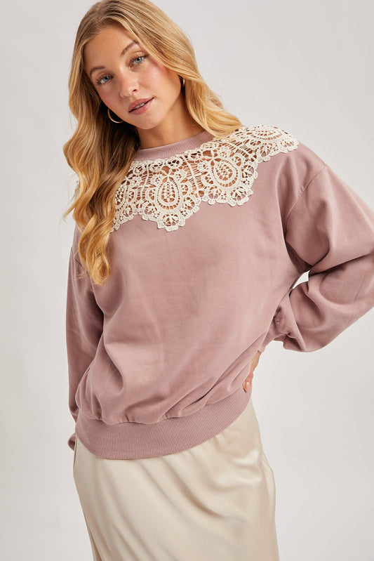 Crochet Trim French Terry Top
