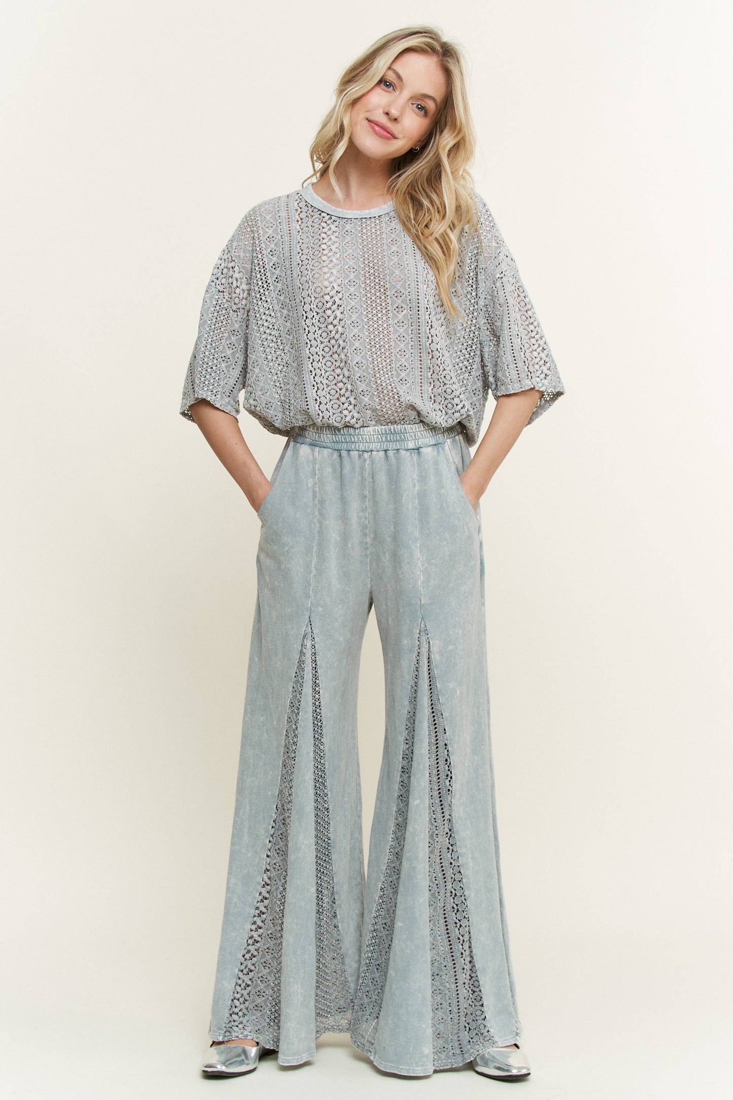 Mineral Washed Lace Blouse
