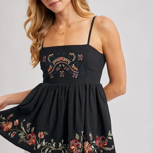 Floral Embroidered Peplum Top