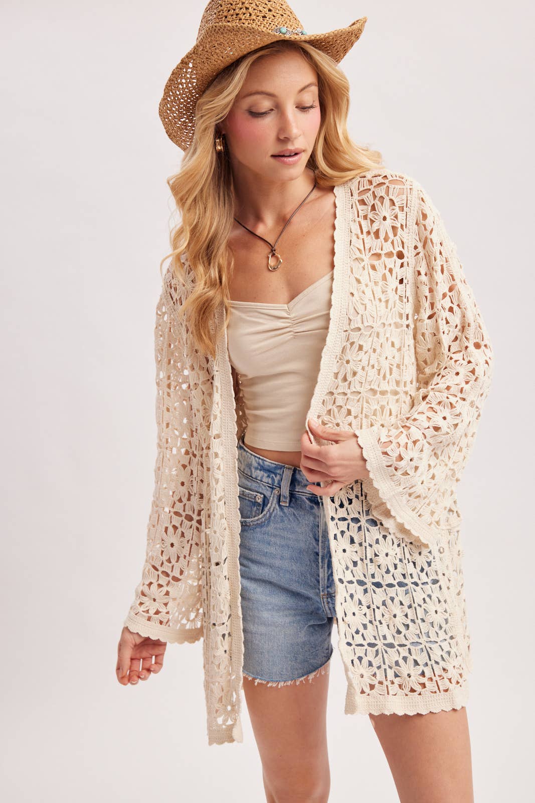 Boho Crochet Kimono Cardigan