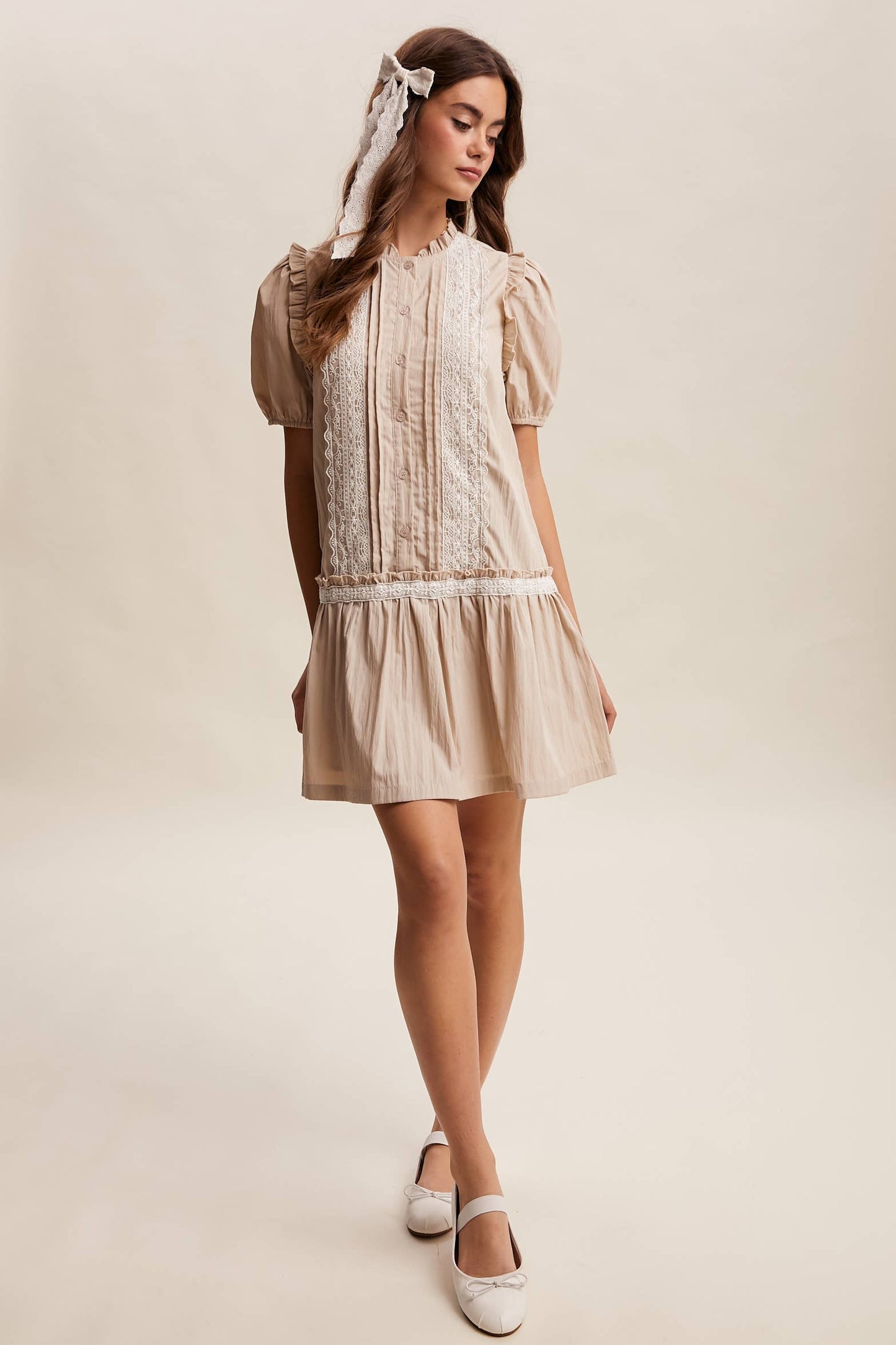 Lace Trimmed Babydoll Dress