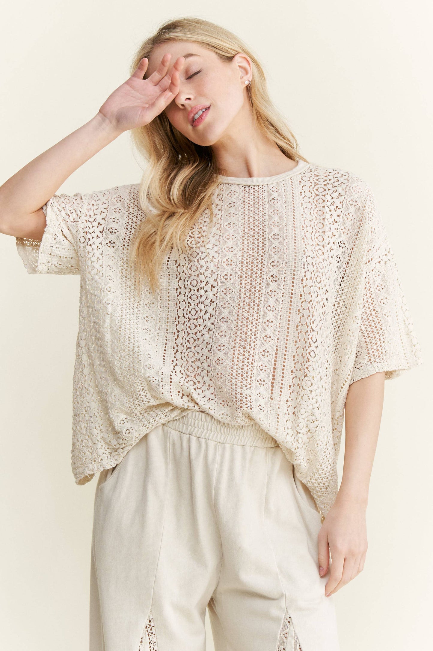 Mineral Washed Lace Blouse