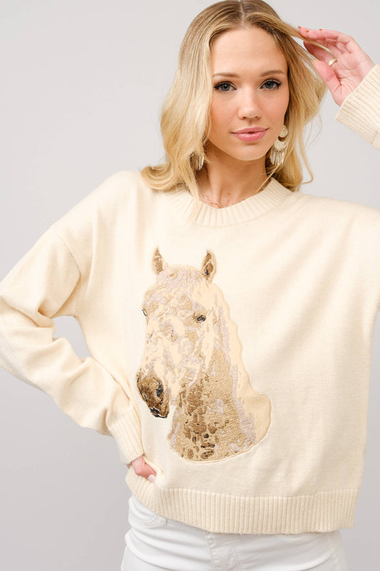 Horse Crew Neck Sweater