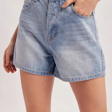 Mid Rise Denim Shorts