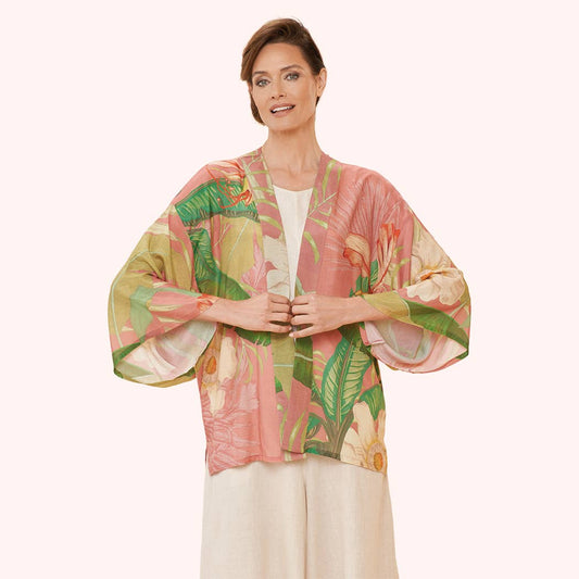 Delicate Tropical Kimono Jacket