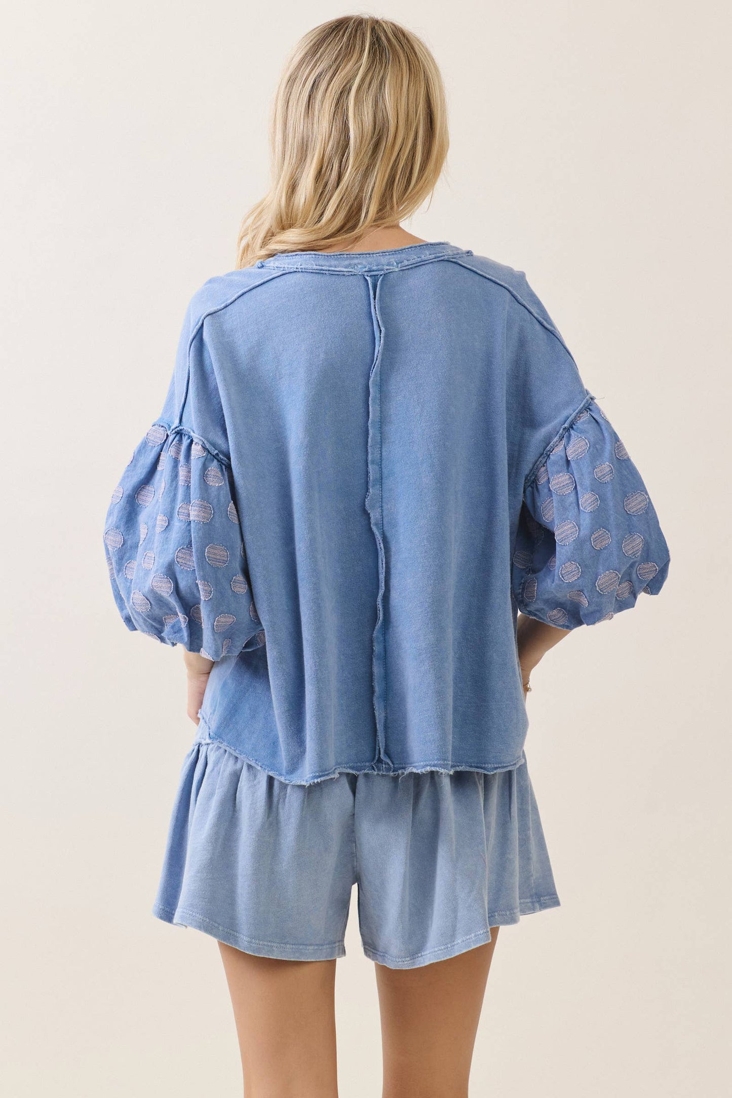 Washed Polka Dot Ballon Top