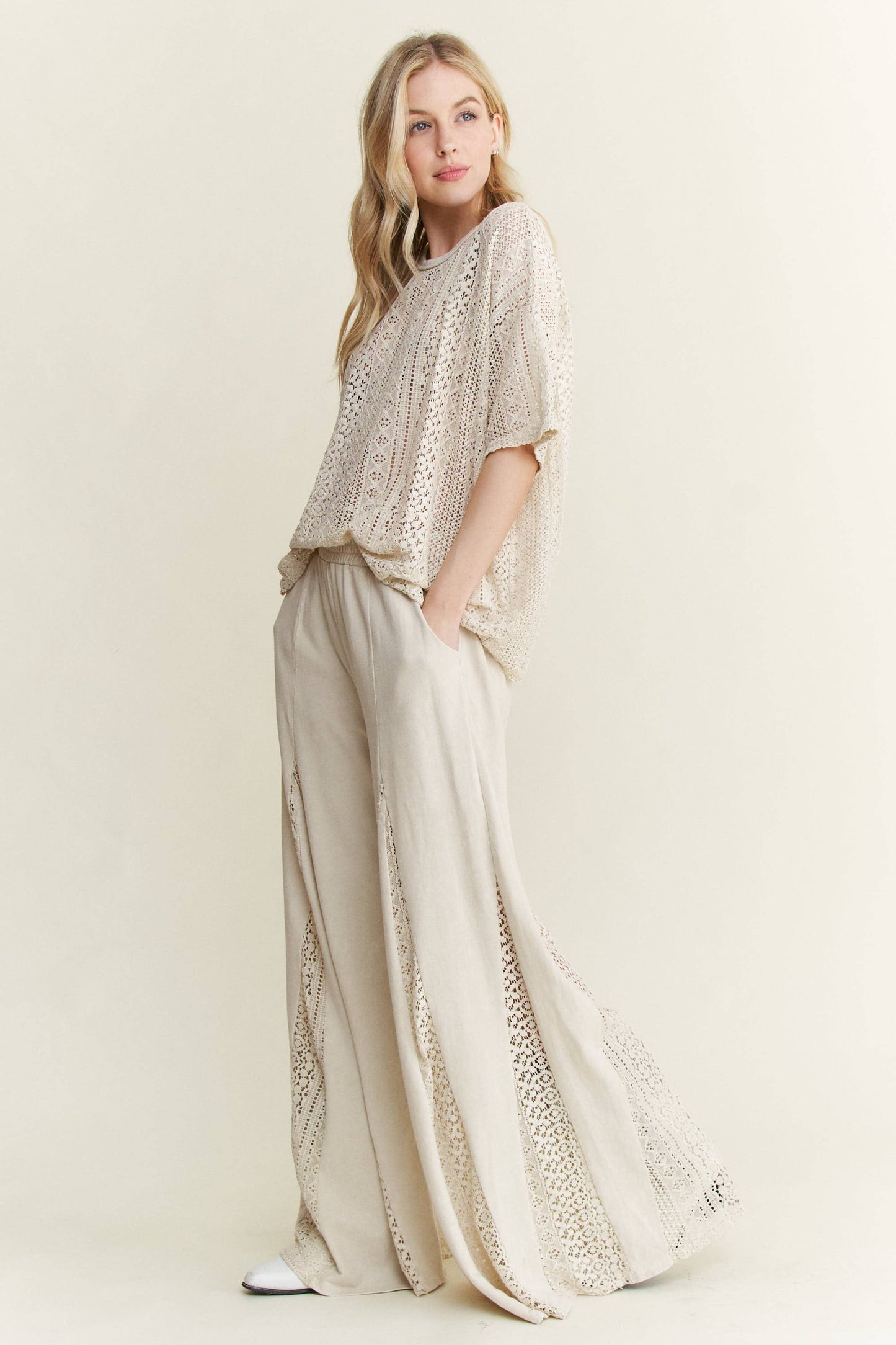 Mineral Washed Lace Blouse
