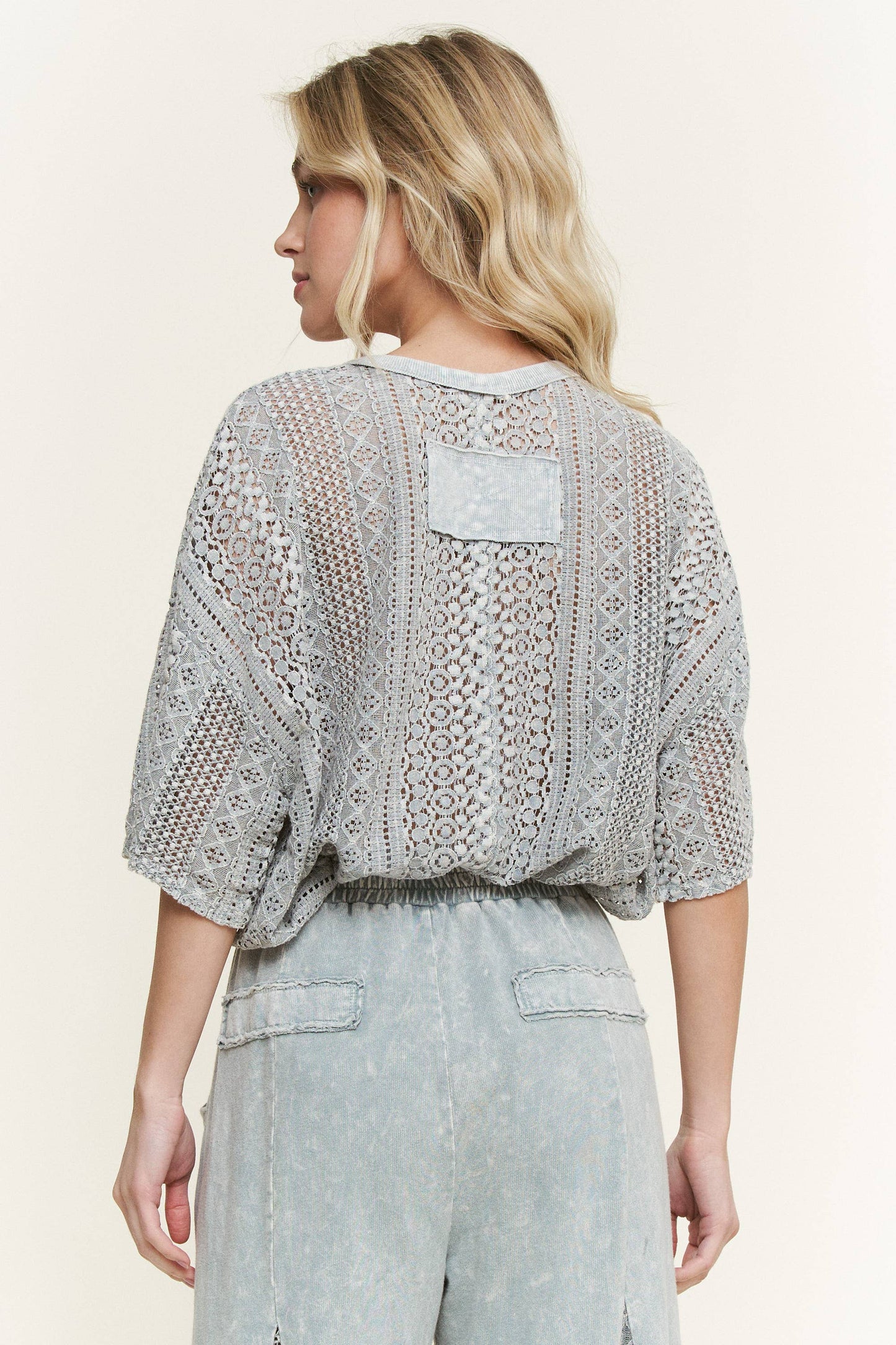 Mineral Washed Lace Blouse