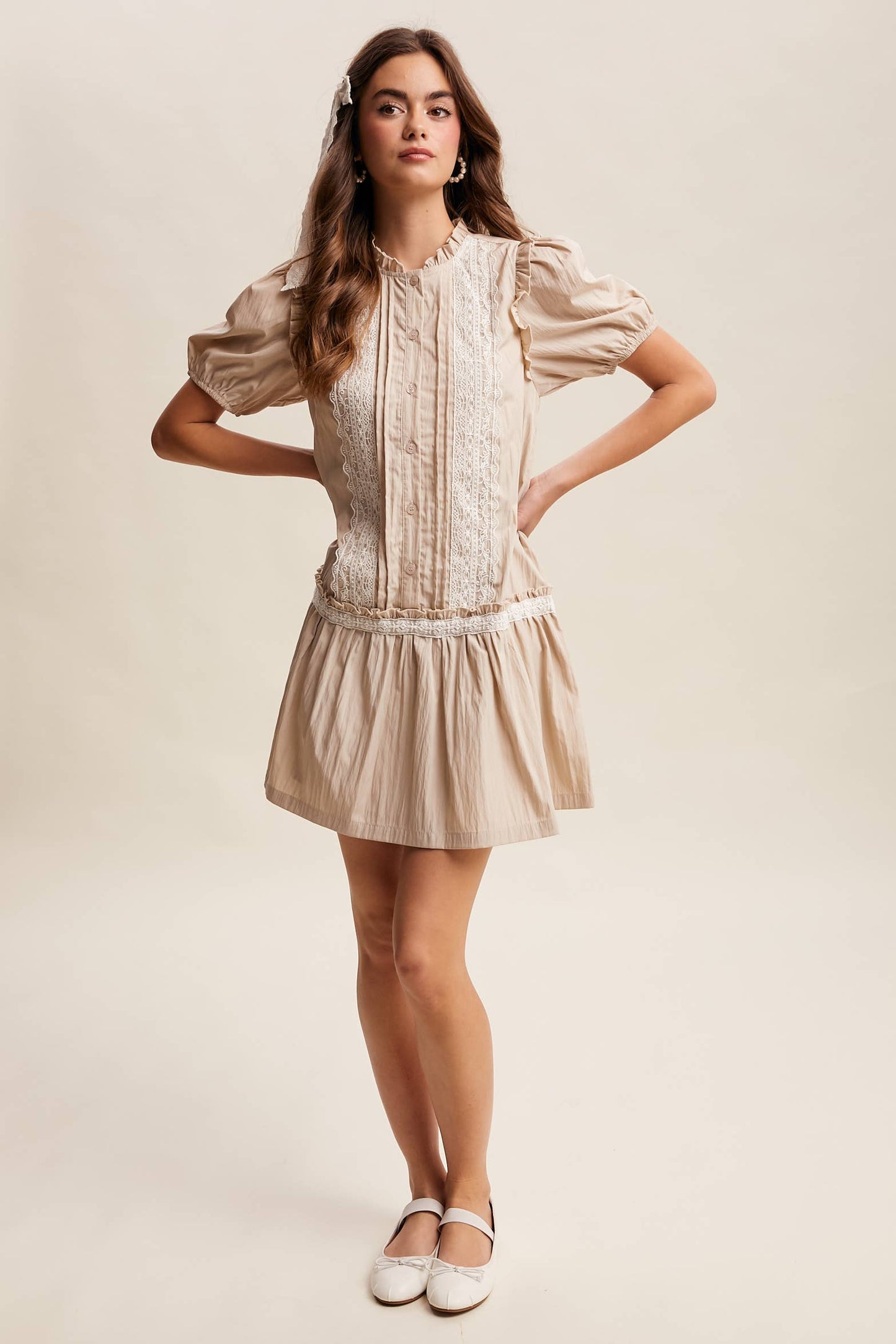 Lace Trimmed Babydoll Dress