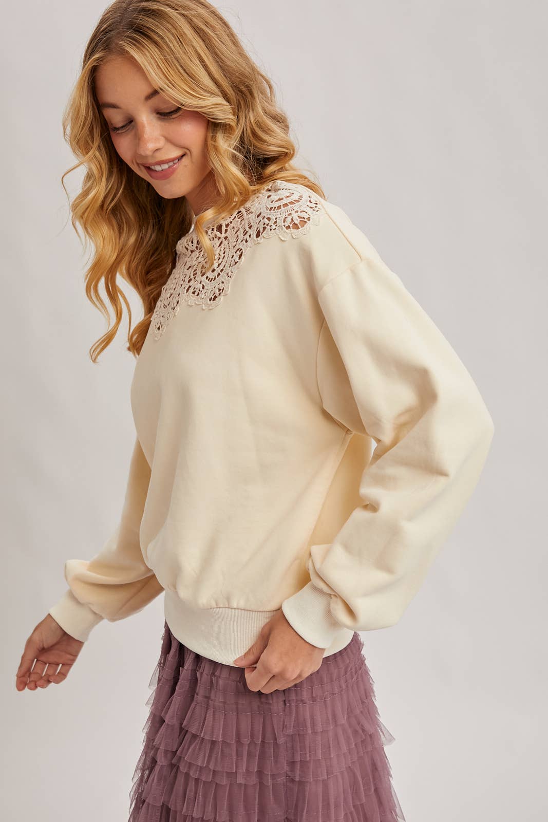 Crochet Trim French Terry Top