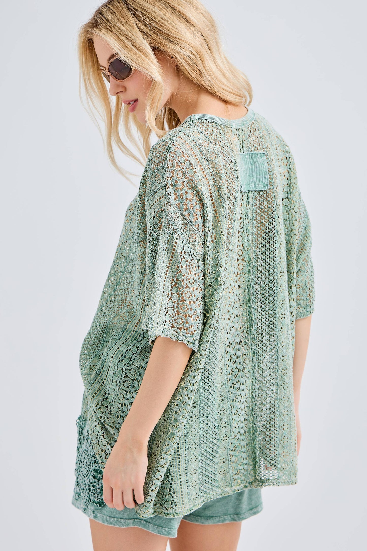 Mineral Washed Lace Blouse