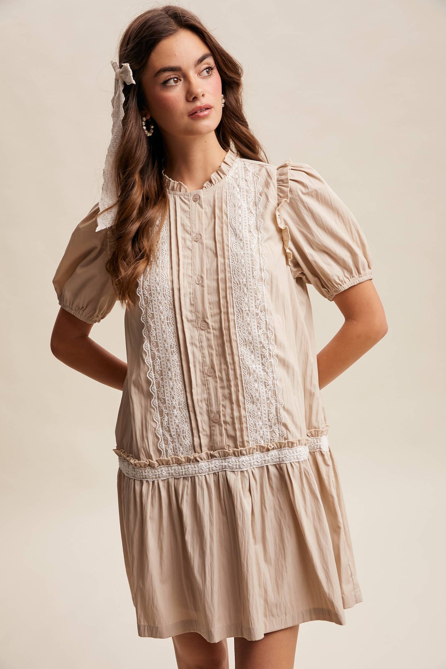 Lace Trimmed Babydoll Dress