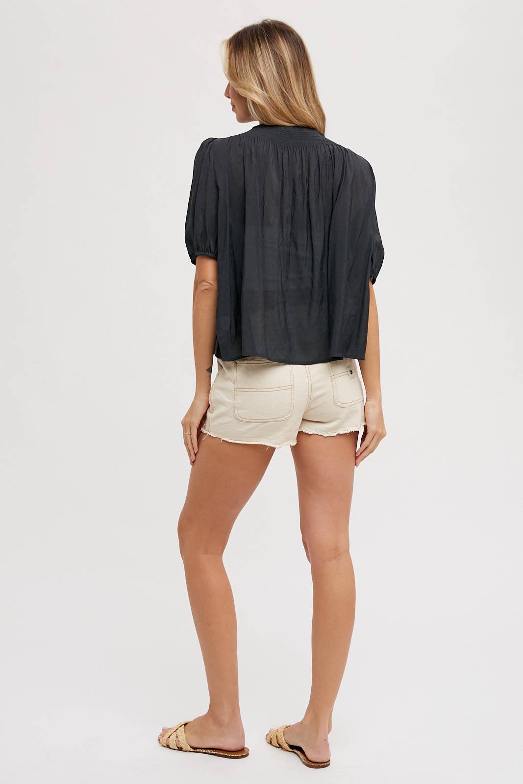 Ruched Neck Bubble Blouse