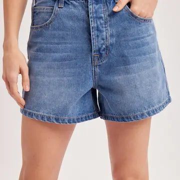 Mid Rise Denim Shorts